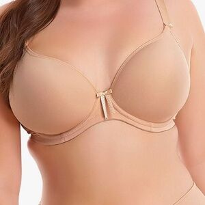 Elomi Bijou 8722 Underwire Plunge Bra T Shirt Bra  J Hook Sand Sz US 38H New